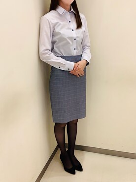 「アイテム（ビジネスシャツ）」を使った、BRICK HOUSE by Tokyo Shirts 松前エミフル店さん（レディース・158cm）の冬コーディネート