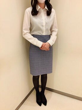 「アイテム（ビジネスシャツ）」を使った、BRICK HOUSE by Tokyo Shirts 松前エミフル店さん（レディース・158cm）の冬コーディネート