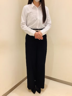「アイテム（ビジネスシャツ）」を使った、BRICK HOUSE by Tokyo Shirts 松前エミフル店さん（レディース・162cm）の冬コーディネート