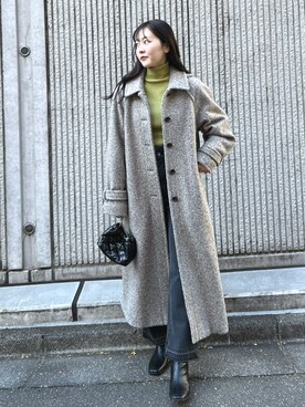 「FREE'S MART（フリーズマート）のアイテム（ステンカラーコート）」を使った、RINAさん（レディース・160cm）の冬コーディネート