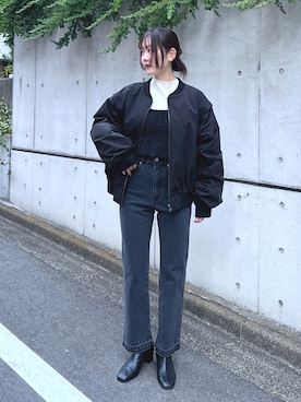 「FREE'S MART（フリーズマート）のアイテム（MA-1）」を使った、RINAさん（レディース・160cm）の秋コーディネート