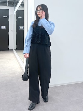 「FREE'S MART（フリーズマート）のアイテム（スラックス）」を使った、RINAさん（レディース・160cm）の冬コーディネート
