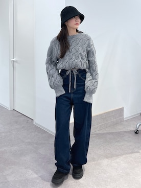 「FREE'S MART（フリーズマート）のアイテム（帽子）」を使った、RINAさん（レディース・160cm）の冬コーディネート