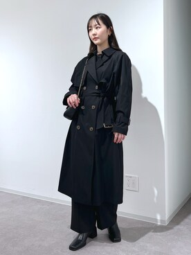 「オールブラック」｜「アイテム（トレンチコート）」を使った、RINAさん（レディース・160cm）の春コーディネート