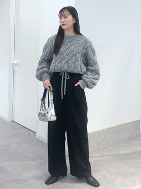 「FREE'S MART（フリーズマート）のアイテム（スラックス）」を使った、RINAさん（レディース・160cm）の冬コーディネート
