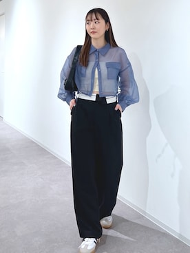 「FREE'S MART（フリーズマート）のアイテム（スラックス）」を使った、RINAさん（レディース・160cm）の春コーディネート
