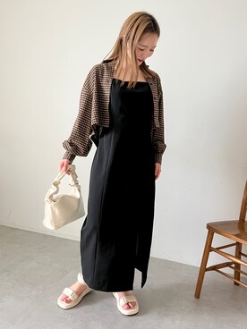 「短丈」｜「アイテム（ワンピース/ドレス）」を使った、RINAさん（レディース・160cm）の夏コーディネート