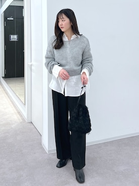「FREE'S MART（フリーズマート）のアイテム（スラックス）」を使った、RINAさん（レディース・160cm）の冬コーディネート