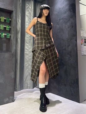 「アイテム（ワンピース）」を使った、中村樹李亜さん（レディース・175cm）の夏コーディネート