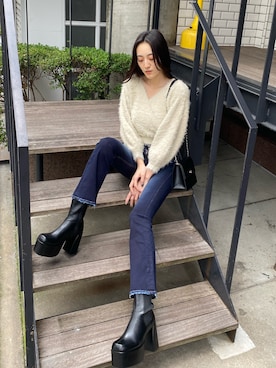 中村樹李亜さん（レディース・175cm）の冬コーディネート