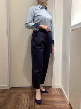 「アイテム（ビジネスシャツ）」を使った、BRICK HOUSE シャツ工房 新橋店さん（レディース・158cm）の秋コーディネート