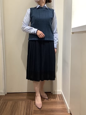 「アイテム（ビジネスシャツ）」を使った、BRICK HOUSE シャツ工房 新橋店さん（レディース・158cm）の秋コーディネート