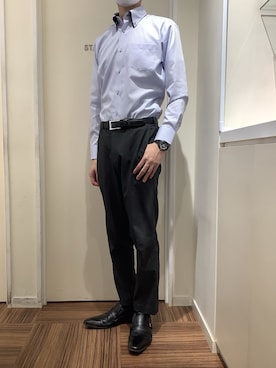 「東京シャツ」｜BRICK HOUSE シャツ工房 新橋店さん（メンズ・185cm）の春コーディネート