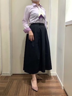 「アイテム（ビジネスシャツ）」を使った、BRICK HOUSE シャツ工房 新橋店さん（レディース・158cm）の秋コーディネート