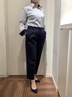 「アイテム（ビジネスシャツ）」を使った、BRICK HOUSE シャツ工房 新橋店さん（レディース・158cm）の秋コーディネート