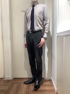 「東京シャツ」｜BRICK HOUSE シャツ工房 新橋店さん（メンズ・185cm）の春コーディネート