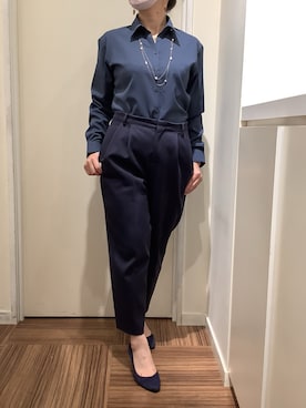 「TOKYO SHIRTS（トウキョウシャツ）のCOFREX 形態安定ノンアイロン スキッパー 長袖ビジネスワイシャツ（ビジネスシャツ）」を使った、BRICK HOUSE シャツ工房 新橋店さん（レディース・158cm）の秋コーディネート