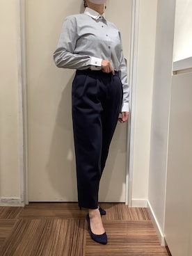 「アイテム（ビジネスシャツ）」を使った、BRICK HOUSE シャツ工房 新橋店さん（レディース・158cm）の秋コーディネート