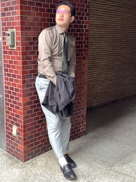 「ブラウン×グレー」｜BRICK HOUSE シャツ工房 新橋店さん（メンズ・175cm）の秋コーディネート