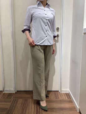 「アイテム（ビジネスシャツ）」を使った、BRICK HOUSE シャツ工房 新橋店さん（レディース・158cm）の夏コーディネート