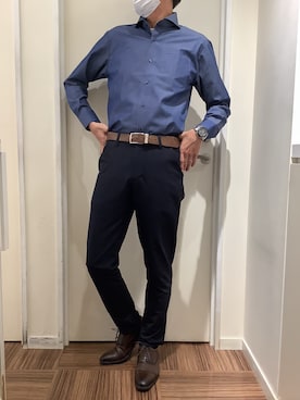「アイテム（ビジネスシャツ）」を使った、BRICK HOUSE シャツ工房 新橋店さん（メンズ・178cm）の秋コーディネート