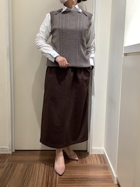 「アイテム（ビジネスシャツ）」を使った、BRICK HOUSE シャツ工房 新橋店さん（レディース・158cm）の秋コーディネート