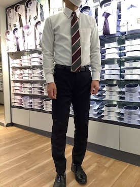 「ビジネスシャツ」｜BRICK HOUSE by Tokyo Shirts 名古屋地下街サンロード店さん（メンズ・170cm）の冬コーディネート