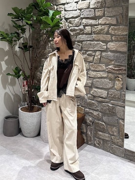 「BAYFLOW（ベイフロー）のダブルジップフリンジジャケット（ブルゾン、ホワイト系）」を使った、bfyucaさん（レディース）の秋コーディネート