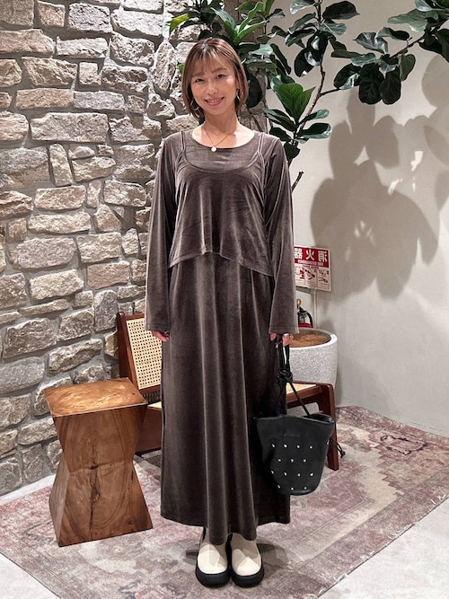 セール】[トレンドのベロア生地]キャミレイヤードベロア