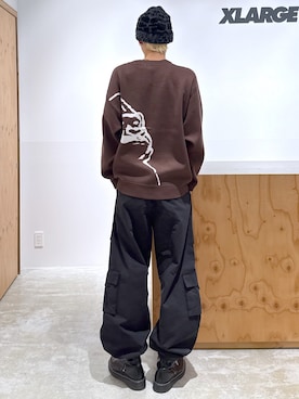 「アイテム（カーゴパンツ）」を使った、issaさん（メンズ・186cm）の秋コーディネート