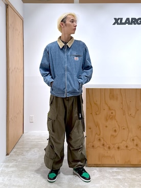 「アイテム（カーゴパンツ）」を使った、issaさん（メンズ・186cm）の秋コーディネート