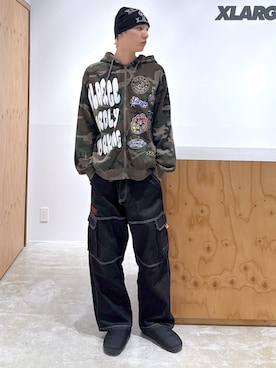 「アイテム（パーカー）」を使った、issaさん（メンズ・186cm）の冬コーディネート