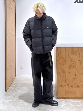 「アイテム（ダウンジャケット/コート）」を使った、issaさん（メンズ・186cm）の秋コーディネート