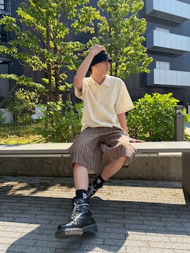 「XLARGE（エクストララージ）のS/S LACE SHIRT（シャツ/ブラウス、ホワイト系）」を使った、issaさん（メンズ・186cm）の夏コーディネート