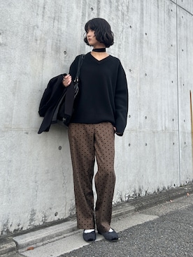 「アイテム（バレエシューズ）」を使った、Maoさん（レディース・165cm）の冬コーディネート