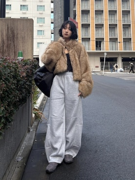 「レディースファッション」｜「アイテム（ジャケット/アウター）」を使った、Maoさん（レディース・165cm）の冬コーディネート