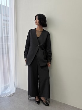 「アイテム（ノーカラージャケット）」を使った、Maoさん（レディース・165cm）の秋コーディネート