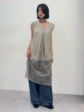 「アイテム（パンツドレス）」を使った、Maoさん（レディース・165cm）の夏コーディネート