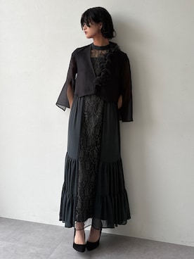 「アイテム（ノーカラージャケット）」を使った、Maoさん（レディース・165cm）の秋コーディネート