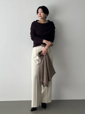 「Chaos（カオス）のChaos(カオス)/ クロアエピュパンツ　【セットアップ可】（スラックス、ホワイト系）」を使った、hinanoさん（レディース）の夏コーディネート