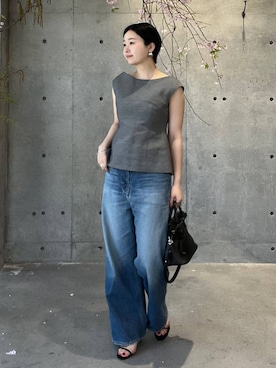 「Chaos（カオス）のChaos(カオス)/◆WHY NOT NOW◆リバーランチデニム　【セットアップ可】（デニムパンツ、ブルー系）」を使った、hinanoさん（レディース）の春コーディネート