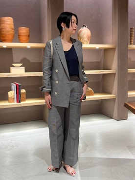 「Chaos（カオス）のChaos(カオス)/シルシャーノースリーブ　【セットアップ可】（シャツ/ブラウス、ブルー系）」を使った、hinanoさん（レディース）の春コーディネート