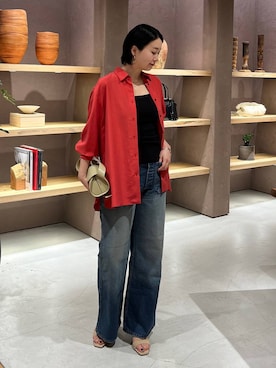 「Chaos（カオス）のChaos(カオス)/シルクコンニットタンク　【セットアップ可】（タンクトップ、ブラック系）」を使った、hinanoさん（レディース）の春コーディネート