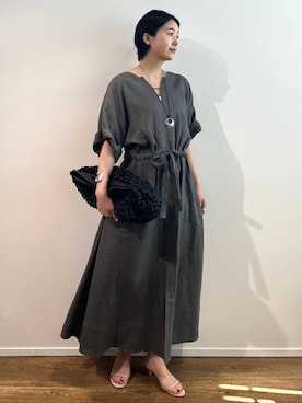 「Chaos（カオス）のChaos(カオス)/マーラリネンワンピース（ワンピース、グリーン系）」を使った、hinanoさん（レディース）の春コーディネート