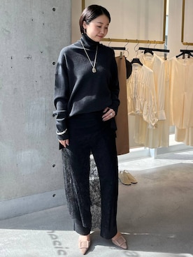 「Chaos（カオス）のChaos(カオス)/シエラウールタートルネックニット　 ◆セットアップ可◆（ニット/セーター、グレー系）」を使った、hinanoさん（レディース）の秋コーディネート