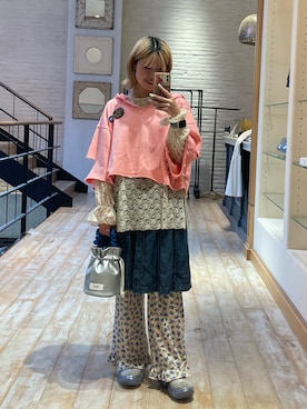 「アイテム（デニムスカート）」を使った、shihomomoさん（レディース・152cm）の夏コーディネート