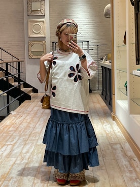 「デザイントップス」｜shihomomoさん（レディース・152cm）の夏コーディネート