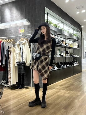 「アイテム（チュニック）」を使った、RUKOさん（レディース・165cm）の秋コーディネート