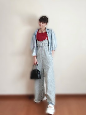 「大人かわいい」｜「アイテム（オールインワン・サロペット）」を使った、14daachanさん（レディース・165cm）の夏コーディネート