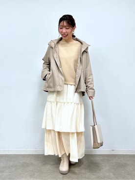 「SHOO・LA・RUE（シューラルー）の【軽量/大人カジュアル】 ふわっと軽い三層ショルダーバッグ（Shoulderbag、ベージュ系）」を使った、shionさん（レディース・162cm）の秋コーディネート